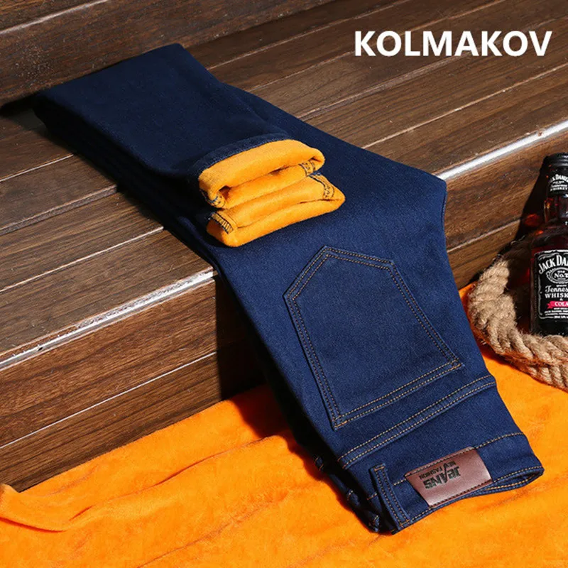 

2018 winter new arrival trousers high quality casual slim fit jeans men ,men's Classic pencil pants , warm jeans men