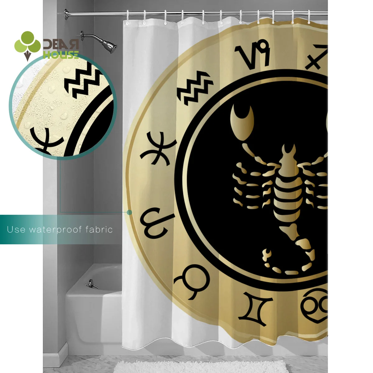 Dearhouse игральные кости часы диск древний знак занавески для душа наборы для ванны с ковриками 2 шт набор для ванной комнаты