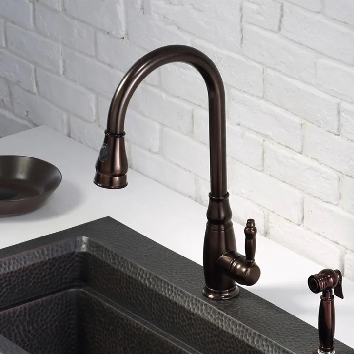 High Quality Classic Brass Single Handle Antique Brown Kitchen Faucet Pull out ORB Sink Mixer