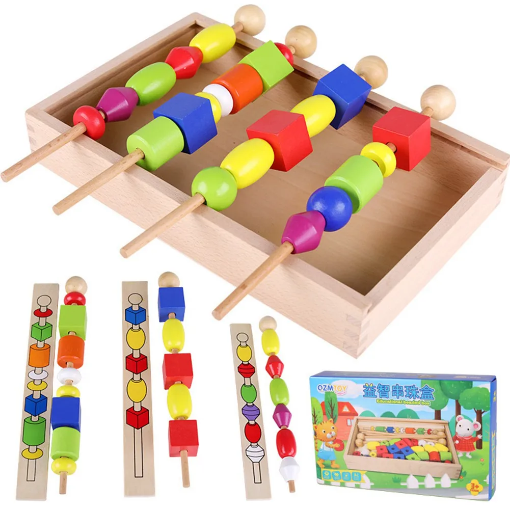Обучение маленьких детей деревянные бусины набор последовательных блоков игрушки Классические игрушки - Цвет: as shown