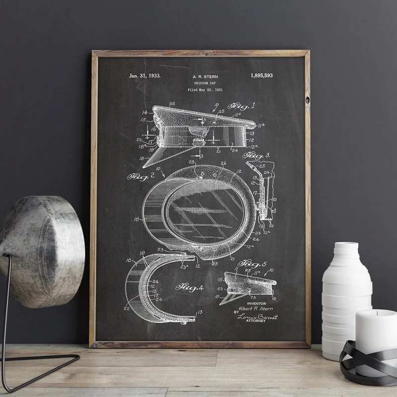 Police Hat Patent Painitng Wall Decor