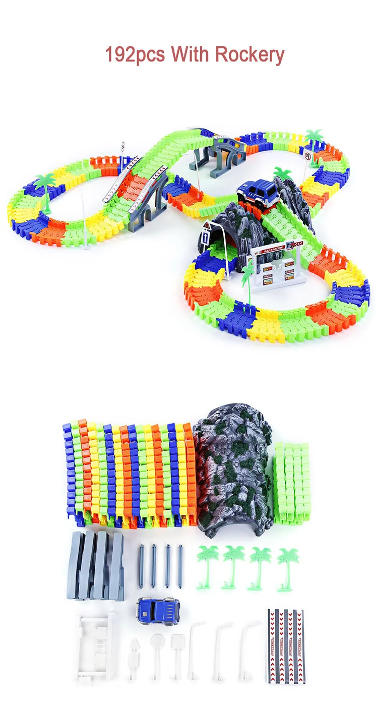 Estrada de Ferro Ferroviário Carro Mágico Mini Flexível Luminosa Brilhante Faça Você Mesmo Multi-montado Plástico Crianças Brinquedos Hobby Luz 9 Carrinhos de brinquedo e de metal