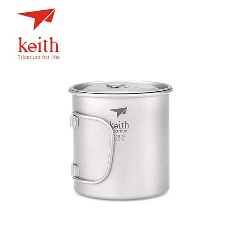 Keith al aire libre plegable de titanio agua tazas Drinkware Camping tazas con tapa ultraligero portátil al aire libre taza de viaje 550 ml Ti3206