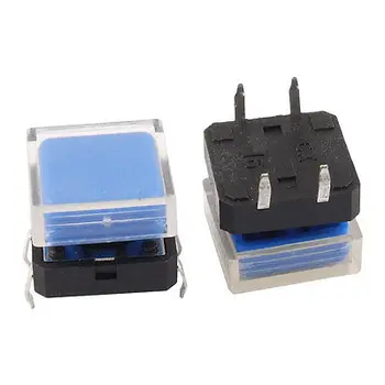 

12 x 12mm x 9mm Blue Square Cap Momentary Tact Tactile Push Button Switch