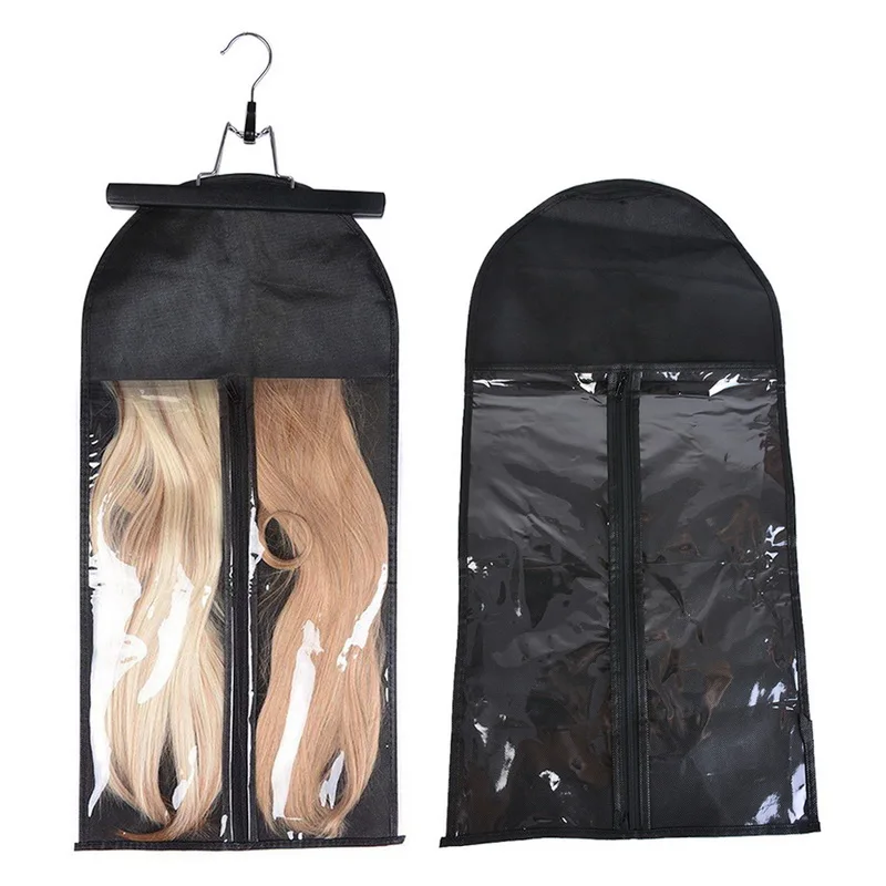 Hair Extension Hanger Double Side Anti slip Portable Suit Bag Polyester Zipper Protective Wig