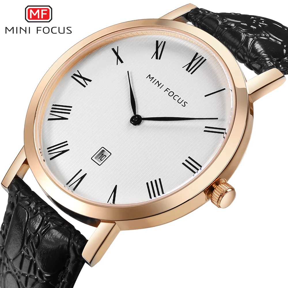 MINI FOCUS Men's Fashion Ultra-thin Dial Wristwatch Top Brand Luxury Genuine Leather Business Quartz Date Display Men WristWatch консилер для лица luxvisage ultra hd soft focus светоотражающий тон 10 fair 3 7 г