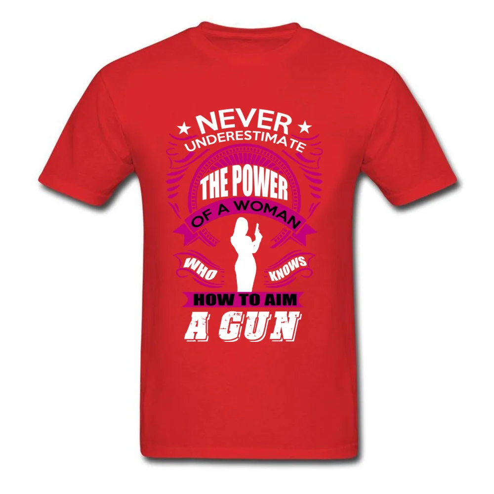 Casual A WOMAN WITH GUN Unique Short Sleeve VALENTINE DAY Tops Shirt 2018 Popular O Neck Cotton Fabric T-shirts Men Top T-shirts A WOMAN WITH GUN red