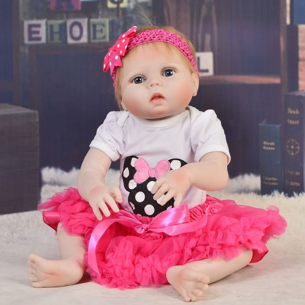 

Original bebe 23 Inch Reborn Baby Girl Doll Full Silicone Vinyl Baby Reborn Realistic Princess Baby Toy Doll For children gift