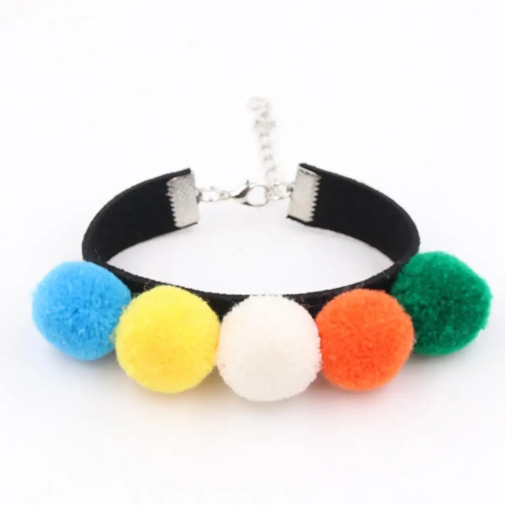 

1pc Boho Women Pompom Hand Band Bracelet Adjustable Colorful Pompons Bracelets DIY Jewlery Gift