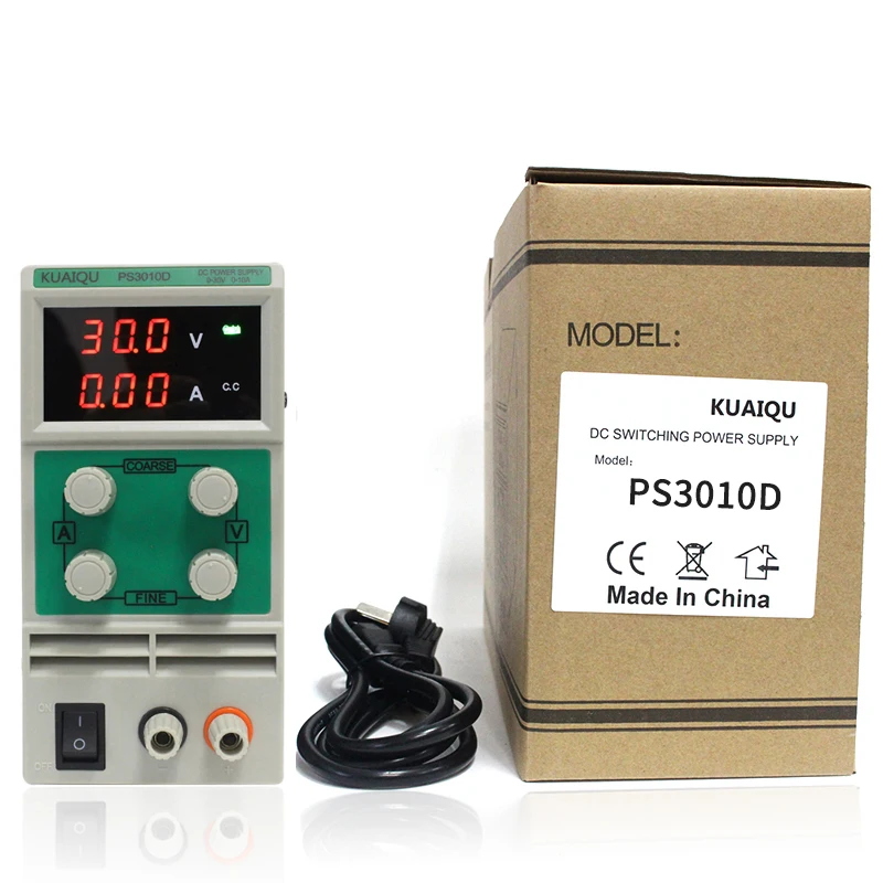 

KUAIQU laboratory mini Adjustable DC Power Supply 30V 60V 120V 3A 5A 10A Digital Variable Voltage regulator 0-30V/0-10A PS3010D