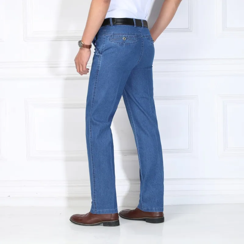 Casual Fashion Mens Qaulity Jean Cotton Classic Stretch Solid Jeans Blue Male Denim Pants Spring Autumn Men Overalls