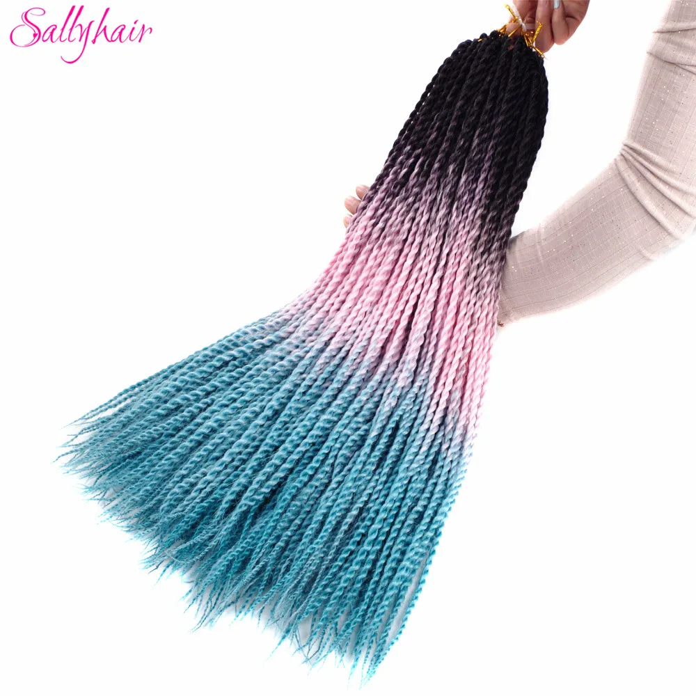 Sallyhair, 20 прядей, сенегалы, закрученные, вязанные, плетенные волосы для наращивания, высокая температура, синтетические, вязанные, Омбре, плетенные волосы