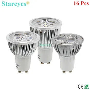 

Free shipping 16 pcs Dimmable 3W 4W 5W GU10 E27 B22 E14 GU5.3 MR16(12V) LED Spotlight Downlight Lamp bulb light lighting