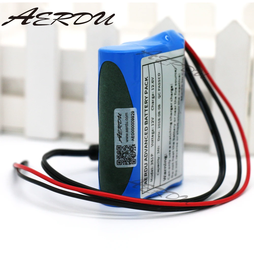 

AERDU 3S1P 11.1V 12V 3000mAh 18650 Li-ion lithium Rechargeable Battery Pack Batteries power CCTV Camera led light with BMS