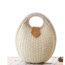 

Handmade Rattan woven Round Handbag Vintage Retro Straw Knitted Messenger Bag Lady Fresh Handbag Summer Beach Snail's Nest Tote