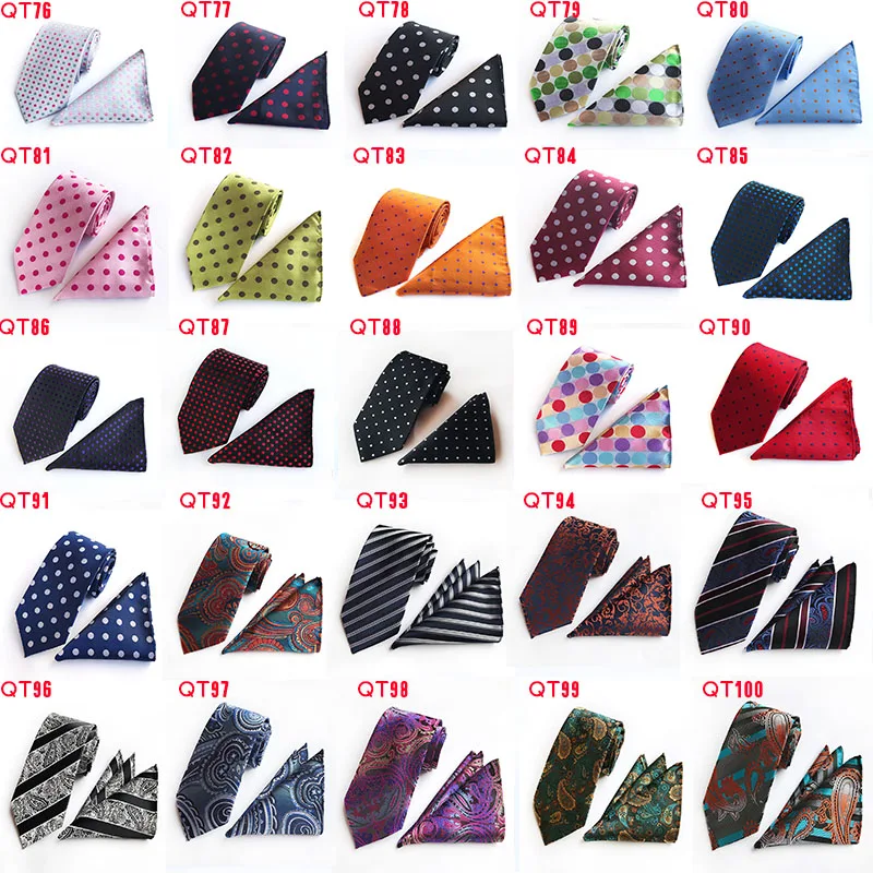 Wholesale DHL/TNT Free Shipping 20pcs/lot 125 Styles Tie Set 8 cm Mans Tie pocket square Set Silk Business Necktie Cravat