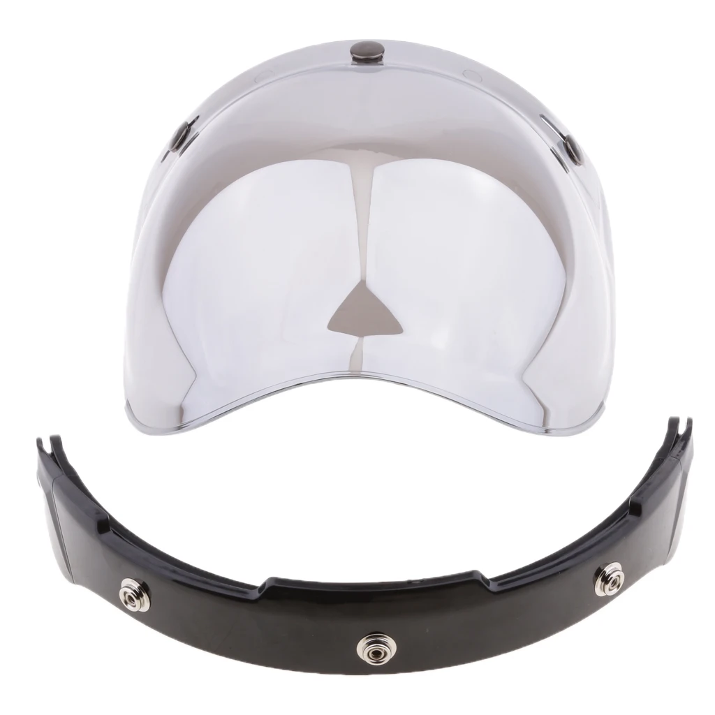 Universal Bubble 3-Snap Motorcycle Helmet Visor Flip Up Face Shield Lens Plain Adjust Height Flip Up Design