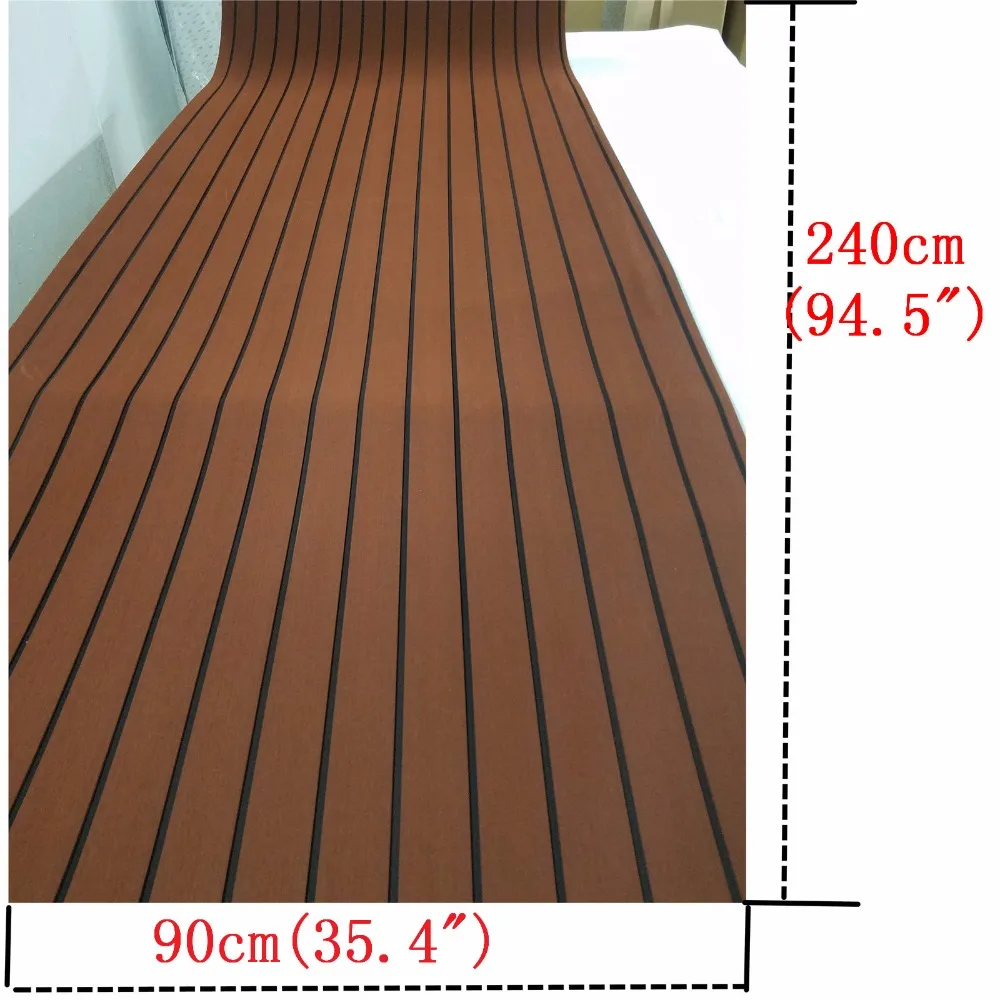 EVA Teak Decking Sheet For Boat Yacht Marine Flooring Carpet With Adhesive 90/120cmX240cm Dark Brown With Black Boat Accessories