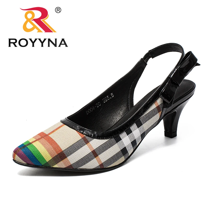 

ROYYNA New Fashion Style Women Sandals Gingham Feminimo Summer Shoes Thin High Heels Comfortable Lady Slippers Free Shipping