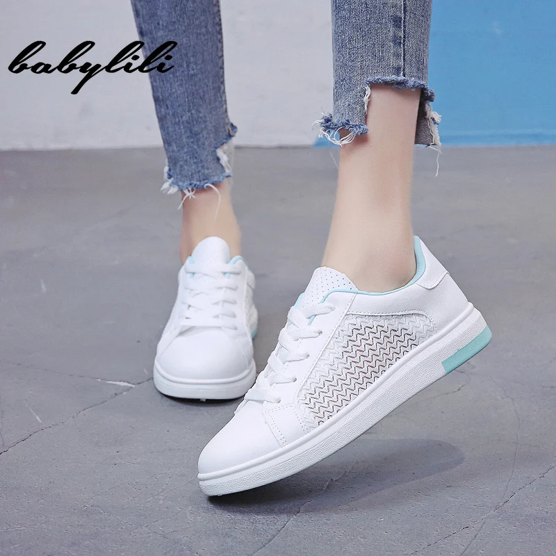 

Women Casual Shoes White Sneakers Spring Women Fashion Breathable Hollow Lace-Up Women Sneakers Vulcanized Shoes Sneakers