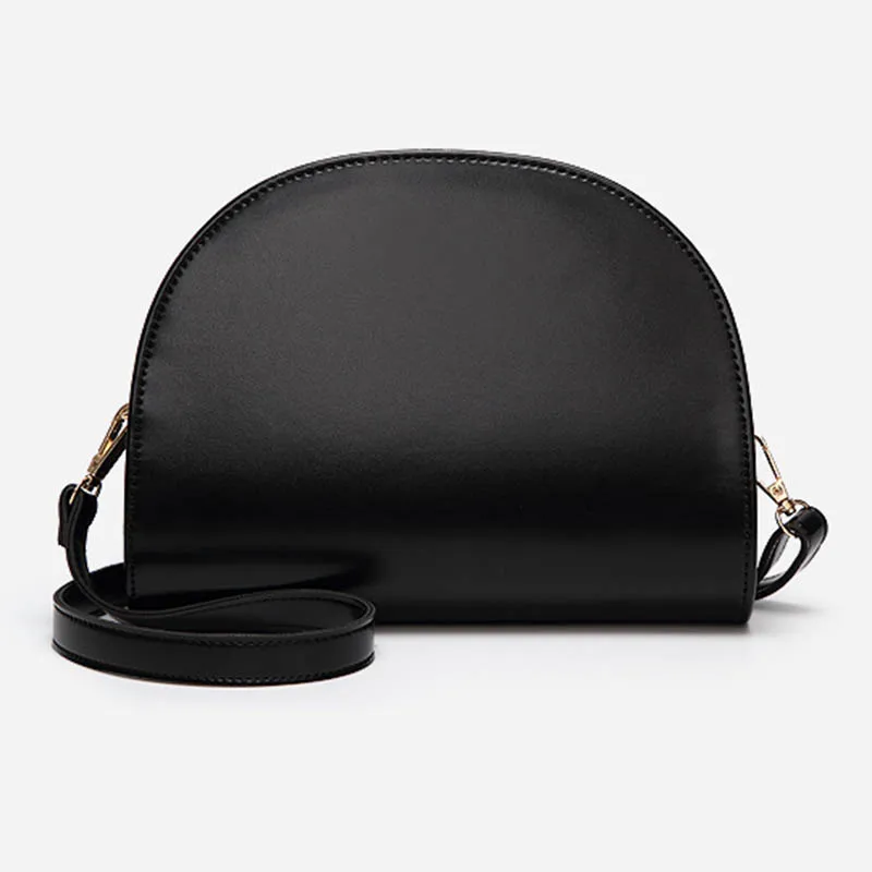 Women Shoulder Bag PU Leather Zipper Semicircle Handbag Simple Casual Messenger Bags Gift Popular
