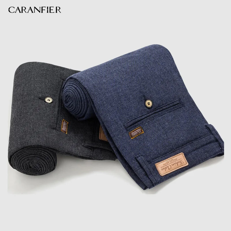Мужские повседневные брюки CARANFIER 2 шт. Осень зима 2019 хлопковые деловые модные