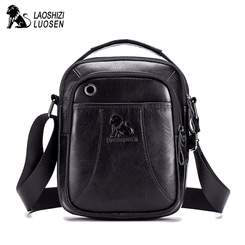 

Vintage Genuine Leather Shoulder Bag for Men 2019 New Lion Print Crossbody Messenger Phone Bags Male Fashion Mini Business Bags