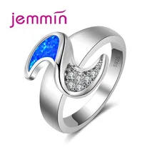 Кольца для женщин, 925 пробы, серебряные, свадебные ювелирные изделия, хорошее голубое огненное Опаловое кольцо для девушек, вечерние ювелирные изделия