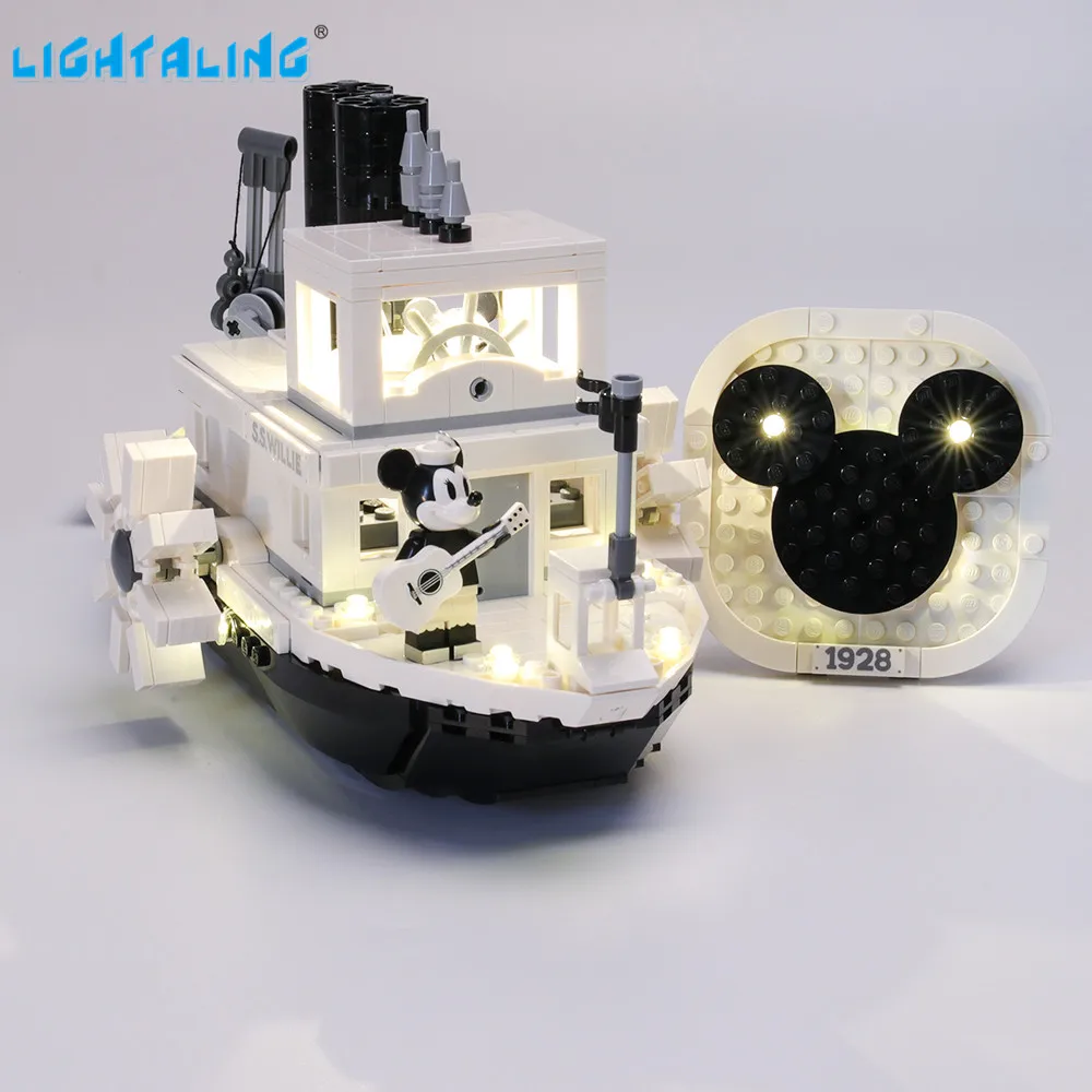 Осветительный светодиодный световой комплект для идей Steamboat Willie строительные блоки, совместимые с 21317(только комплект освещения