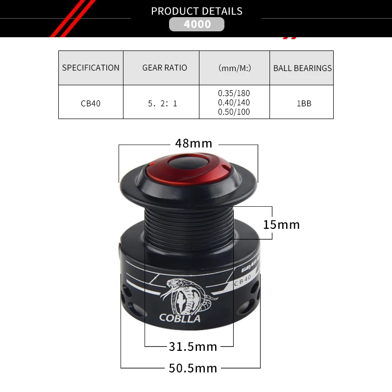 Meredith CB40 высокозатратная приманка для начинающих Fisher 1BB соотношение 5,2: 1 дешевая пластиковая катушка спиннинга