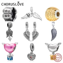 Choruslove Angel Wing Charm 925 Sterling Silver Guardian Love Beads fit Pandora Charms Valentine's Day Gift Bracelet DIY Jewelry bamoer valentine day gift 925 sterling silver cheers for love couple beer pendant charm fit charm bracelet diy jewelry scc478