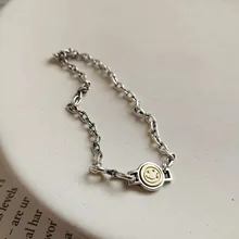 Браслет из стерлингового серебра 925 пробы, модный браслет-цепочка со смайликом, простой тренд, темперамент, женский серебряный браслет для девушек