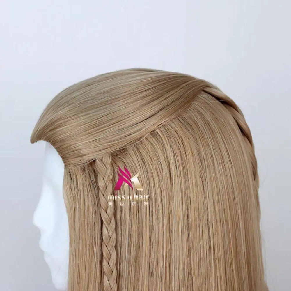 Мисс у волосы синтетический длинный прямой мужской пепельный блонд волосы с 2 косами Хэллоуин косплей костюм парик