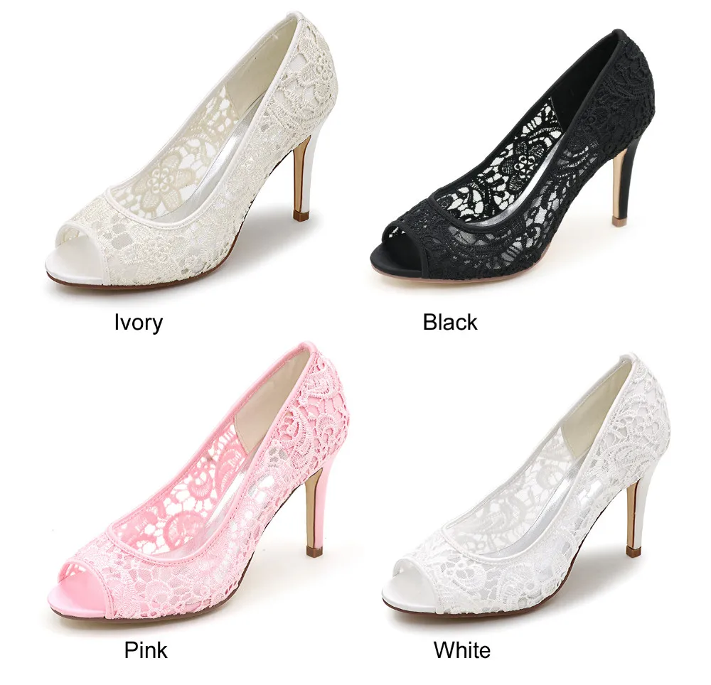 Creativesugar элегантный кружевной прозрачная обувь с дышащей сеткой, с открытым носком, женские туфли-лодочки для невесты Свадебная вечеринка туфли под платье белого цвета и цвета слоновой кости