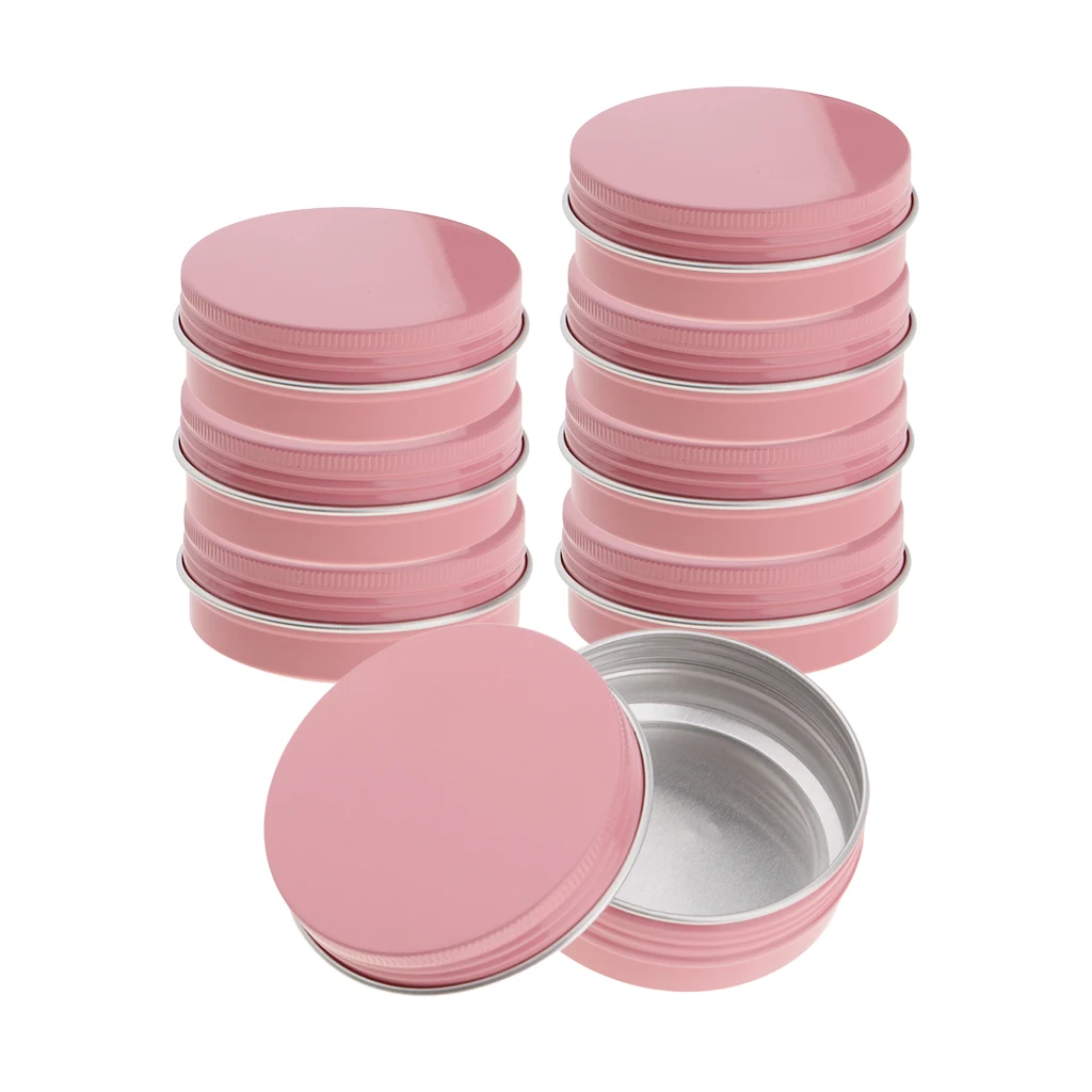 8PCS 60ml Pink Aluminium Lip Balm Pots Makeup Cosmetic Cream Jar Pot Bottle Container