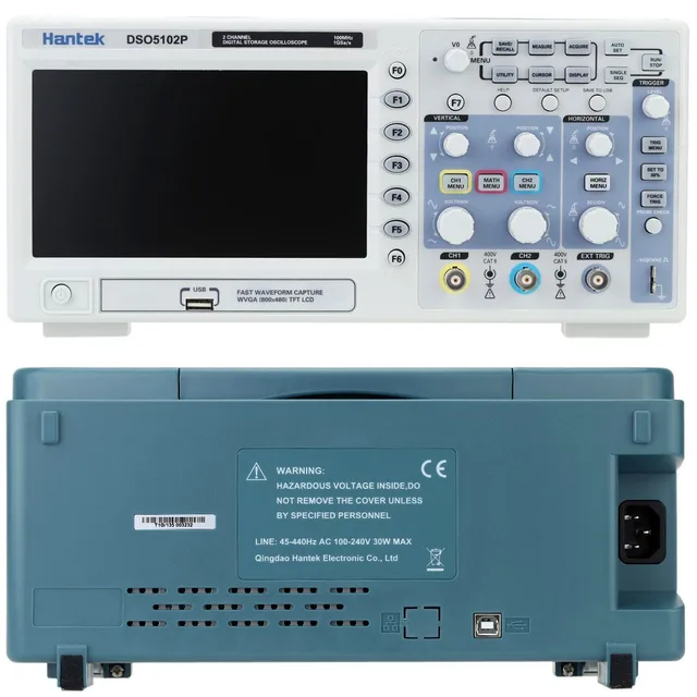 Special Offers Hantek DSO5102P Digital Oscilloscope 100MHz 2Channels 1GSa/s Real Time sample rate USB host and device connectivity 7 Inch