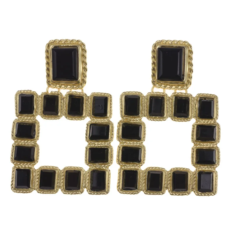 

PPG&PGG 2019 Ethnic Acrylic dangle statement dangle earrings black resin Vintage big boho za earrings for women