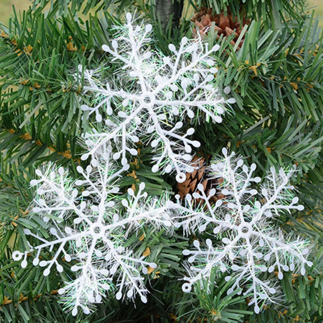 DIY 30/60PCS Classic White Snowflake Ornament Christmas Tree Hanging Decorations