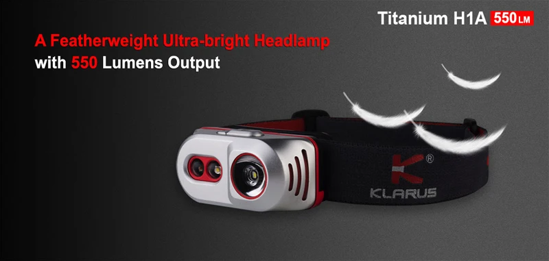 KLARUS titanium H1A CREE XP-L V3 светодиодный сверхяркий налобный фонарь AA с выходом 550 люменов