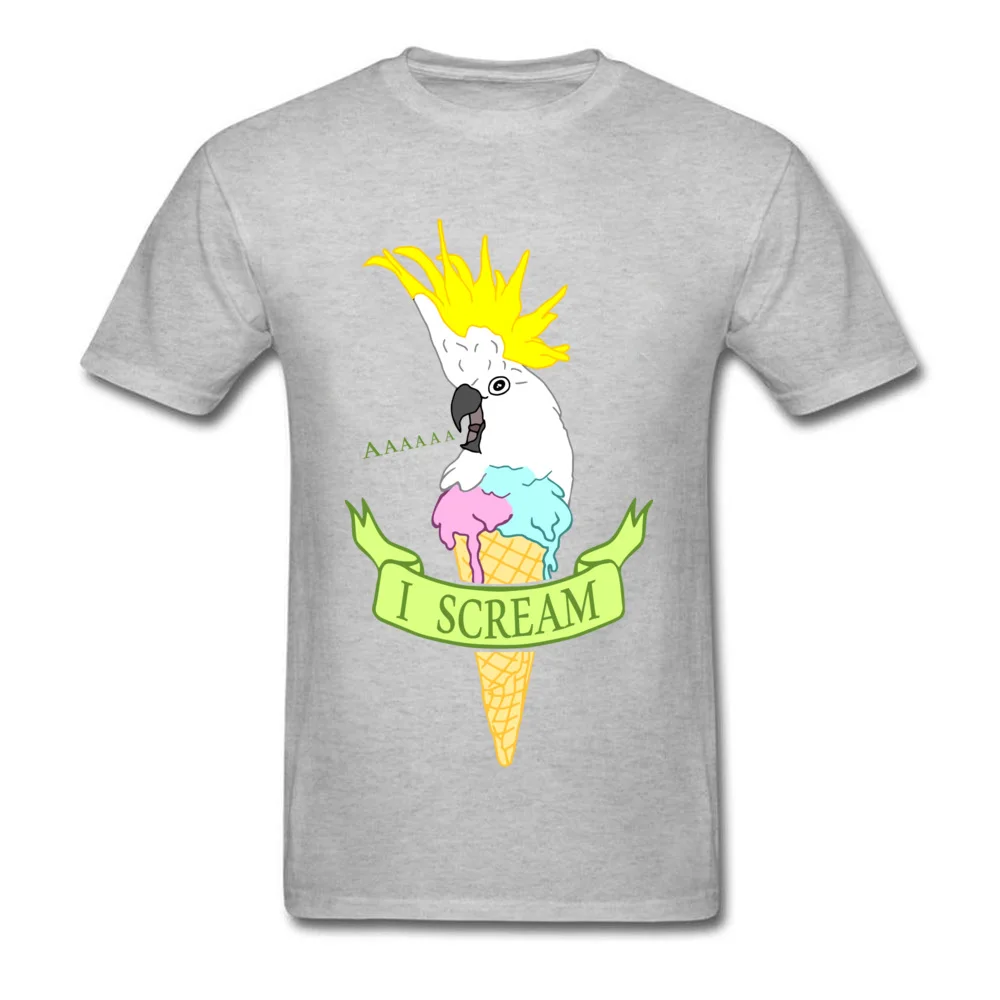 Tops Shirt I scream ice cream cockatoo Summer Short Sleeve 100% Cotton Crew Neck Mens Top T-shirts Birthday T-Shirt Latest I scream ice cream cockatoo grey