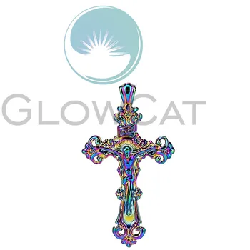 

30PCS Rainbow Color Christian Flower Cross Jesus Religious Pendant for Women Handmade Necklace Jewelry