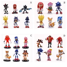 4 стиля звуковые 6 шт./партия Фигурки ПВХ звуковые тени Amy Rose палочки хвосты персонажи фигурка Рождественский подарок детские игрушки для детей