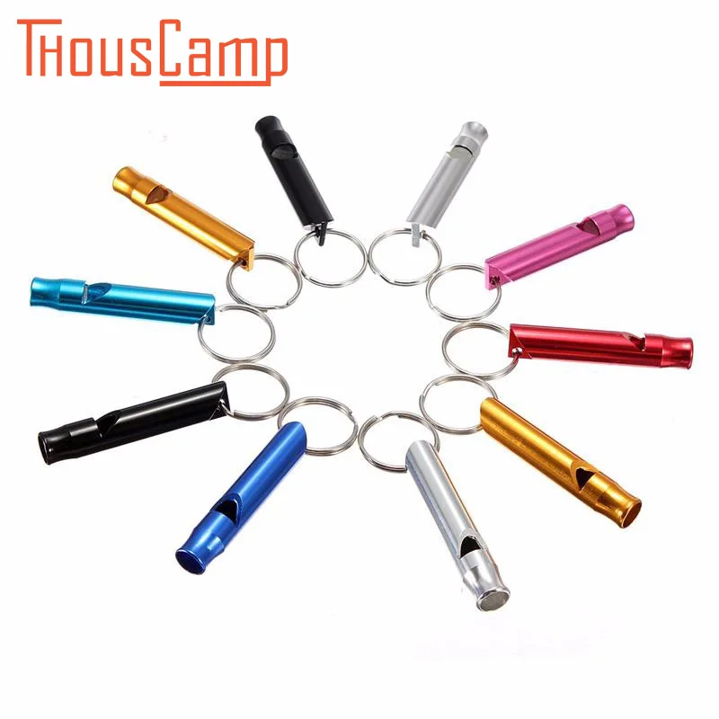 

Outdoor Survival Aluminium Alloy Whistle sport Training Emergency Whistle With Key Chain Multi-Colors 2PCS
