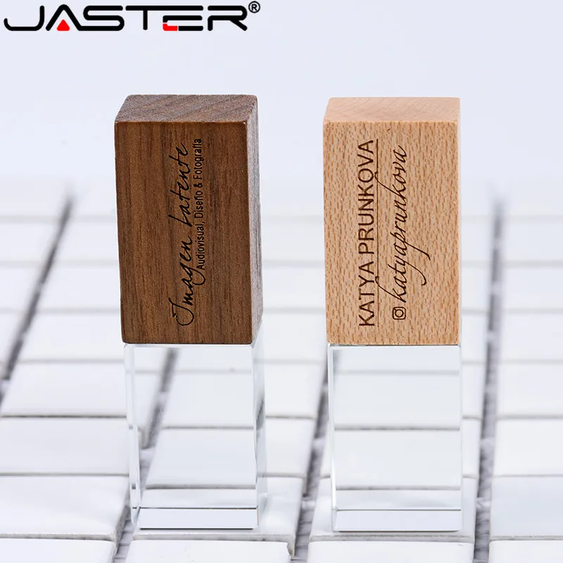 JASTER 10 PCS FREE LOGO Stylish wooden crystal creative USB flash drive 4GB 8GB 16GB 32GB 64GB Photography Memory storage U disk