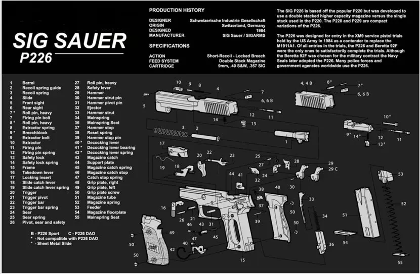 Sig Sauer P226 резиновые перчатки для уборки мат 1" x 11" водонепроницаемый нескользящий чистящий коврик с частями схема и инструкция армирующий коврик для верстака