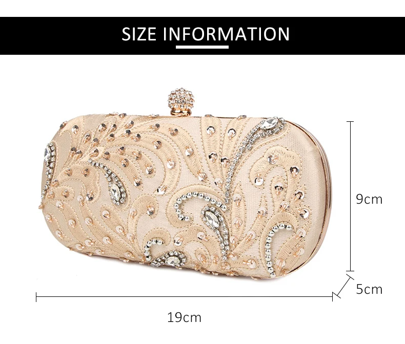 Dimensions of Luxy Moon Embroidered Rhinestone Evening Bag