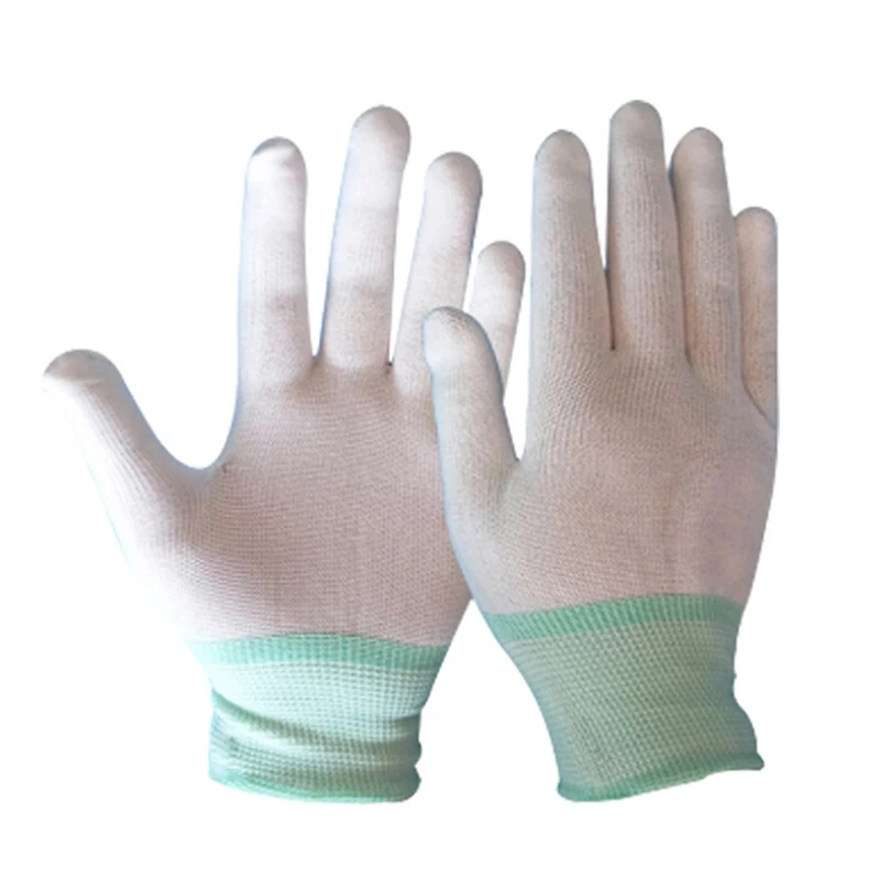 Антистатические перчатки Антистатические электронные рабочие перчатки с покрытием из полиуретана с покрытием ладони, противоскользящие для защиты пальцев