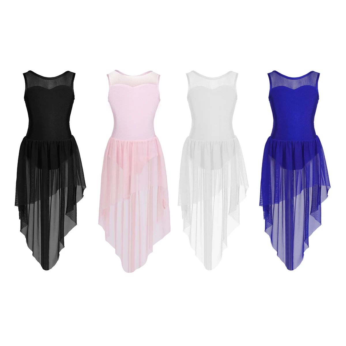 MSemis Girls Shiny Sequins Camisole Ballet Tutu Dress Gymnastics Leotard Lyrical Latin Jazz Modern High Low Dance Dress