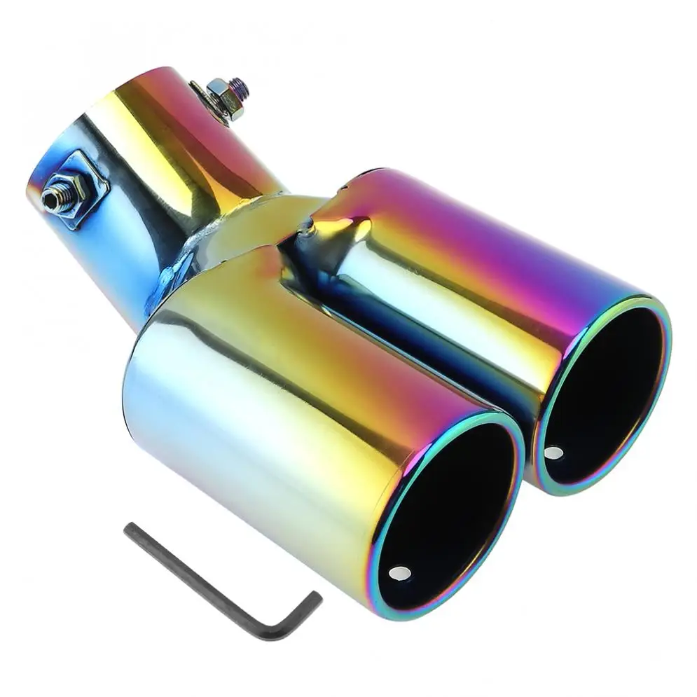 Durable 1 to 2 All Enamel Double Exhaust Tail Throat Colorful Stainless