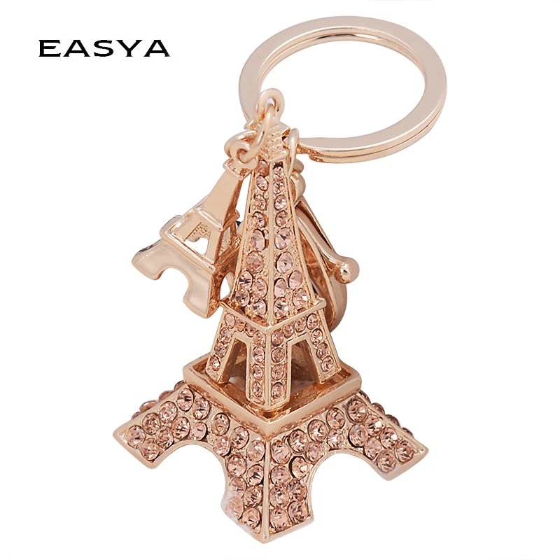 

EASYA France Eiffel Tower Keychain Zinc Alloy Key Ring Rhinestone Key Chain Key Holder Pretty Chic Gift Women Fashion Jewelry